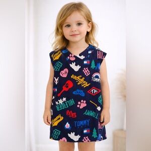 TOMMY HILFIGER Toddler Dress / Long Top Size 3 – Navy Logo Print
